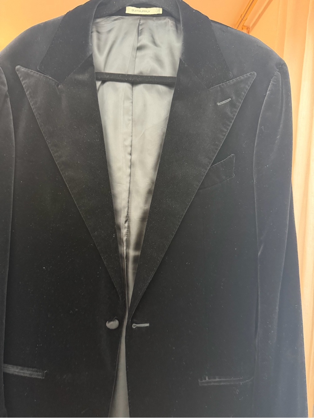 Suitsupply Black Velvet Tuxedo Blazer with Peak Lapels
